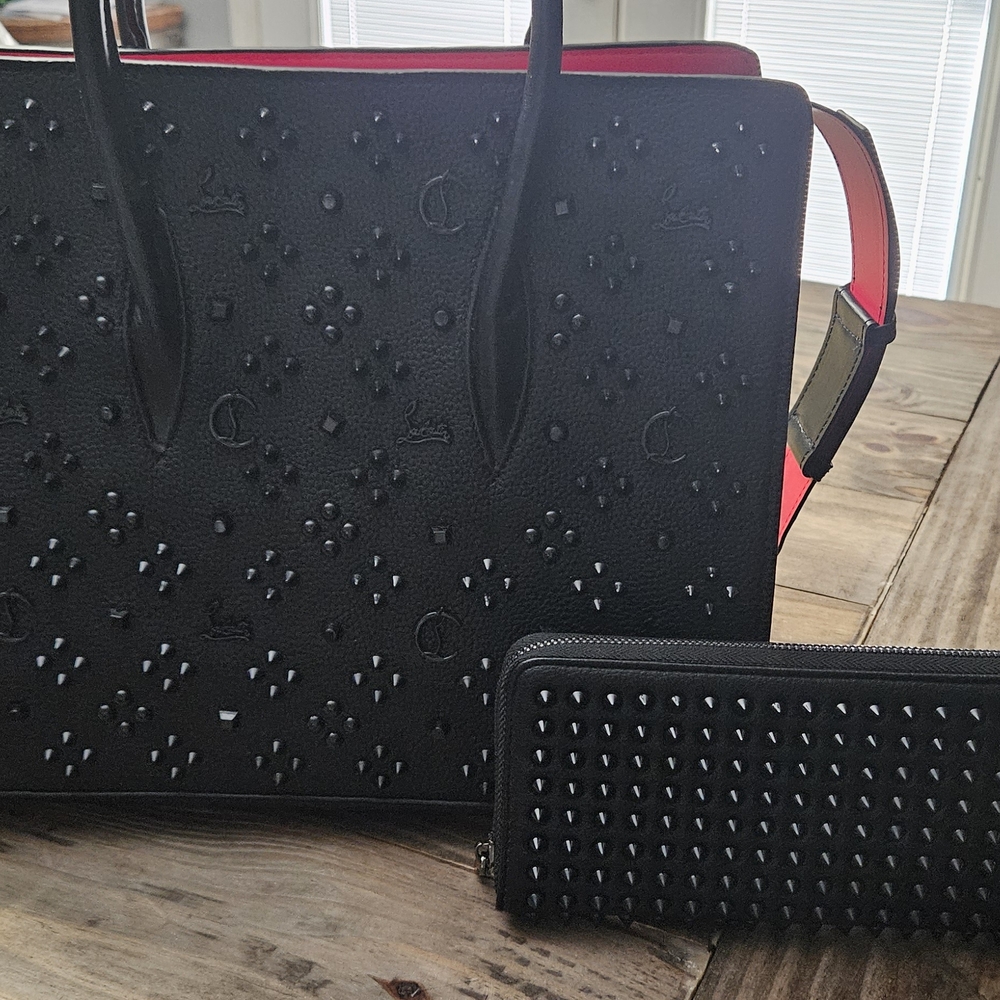 Black Studded Tote and Wallet Set